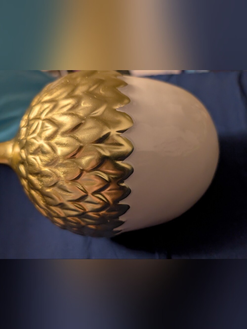 Decorative Gold and White Ceramic Acorn
